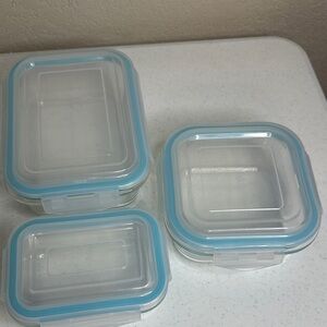 Airtight Glass Food Storage Containers with Blue Lids